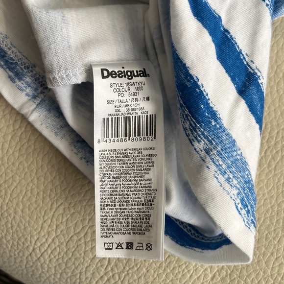 Desigual Women’s Striped Butterfly Sleeve T Shirt - Size XXL - Picture 10 of 12